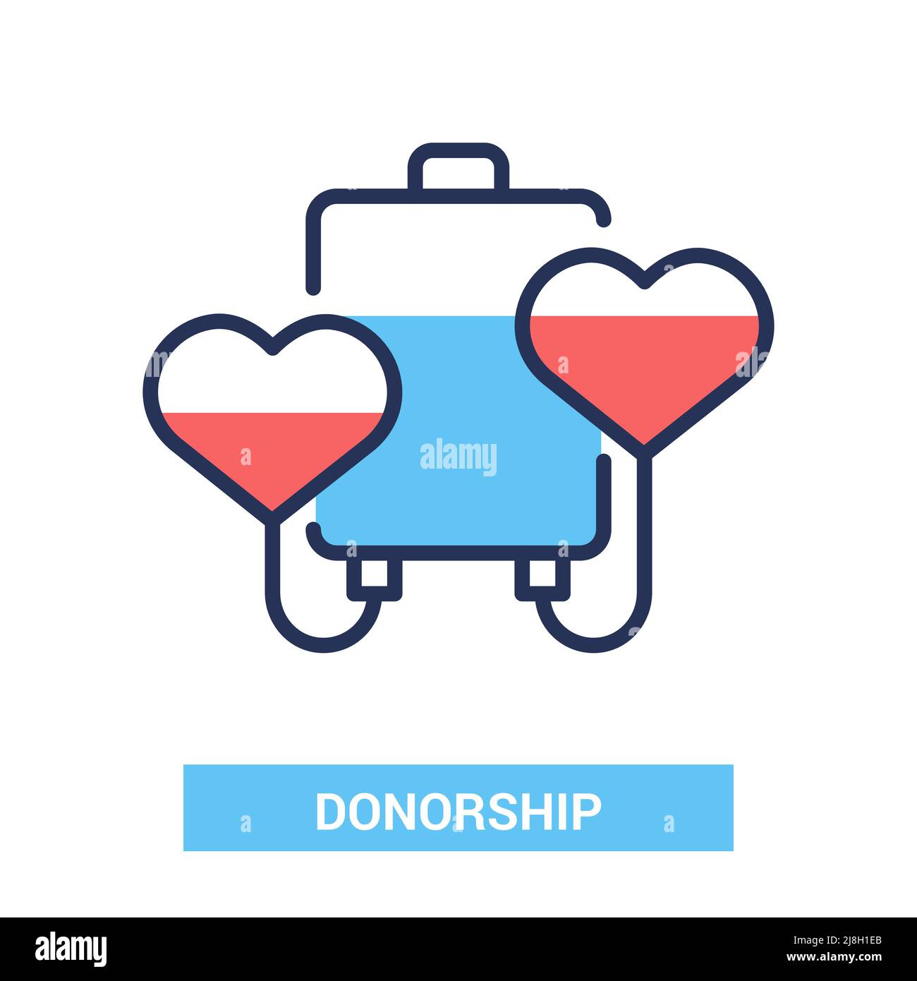 Donorship - disegno di linea vettoriale icona singola isolata Illustrazione Vettoriale