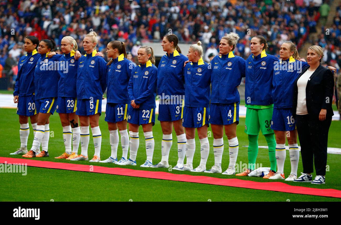 LONDRA, INGHILTERRA - MAGGIO 15:L-R Chelsea Donne Sam Kerr Chelsea Donne Jessica carter Chelsea Donne Pernille più duro Chelsea Donne Sophie ingle Chelsea Ladi Foto Stock