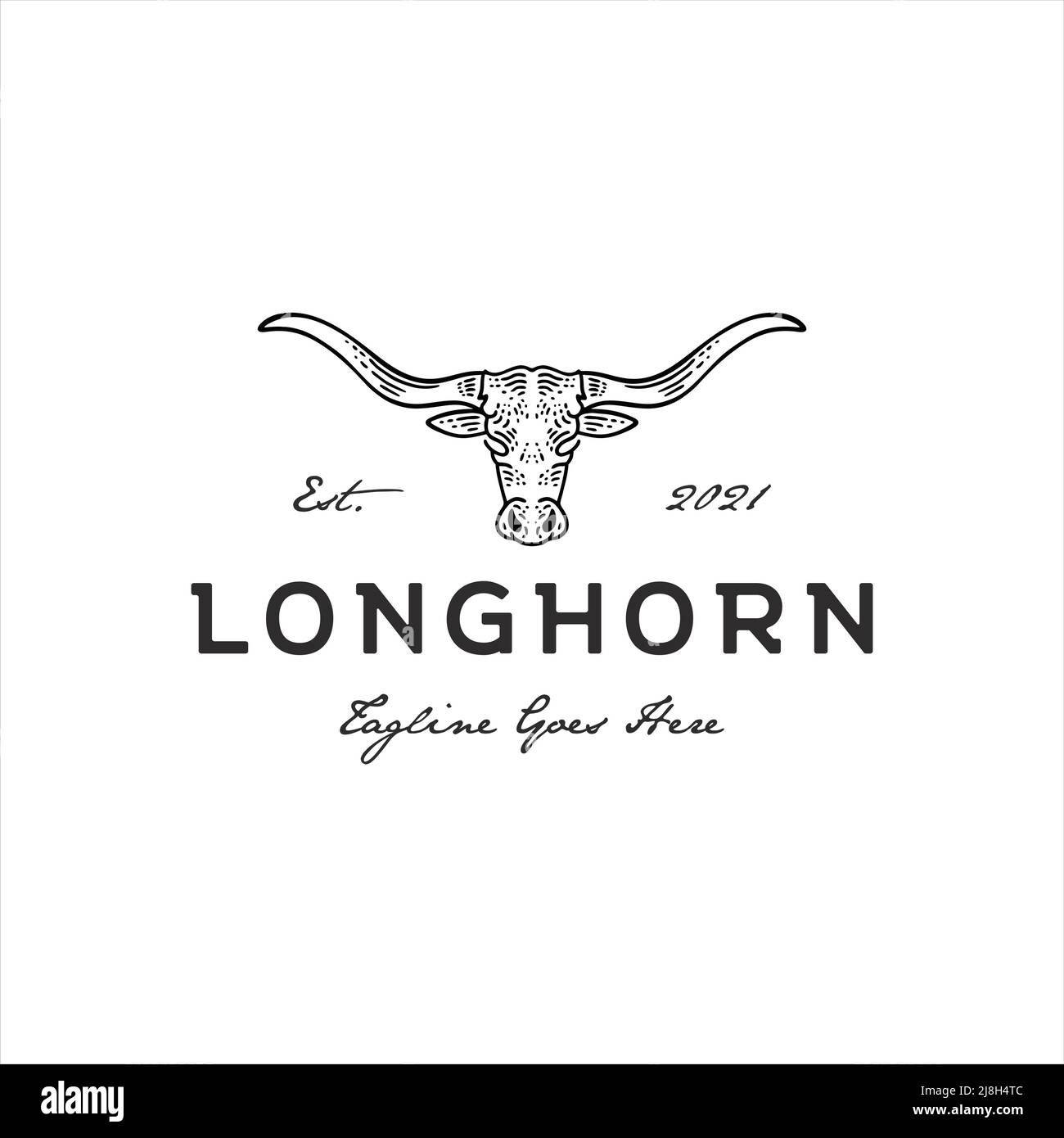 Logo Texas Longhorn, logo Country Western Bull Cattle Vintage retro Illustrazione Vettoriale