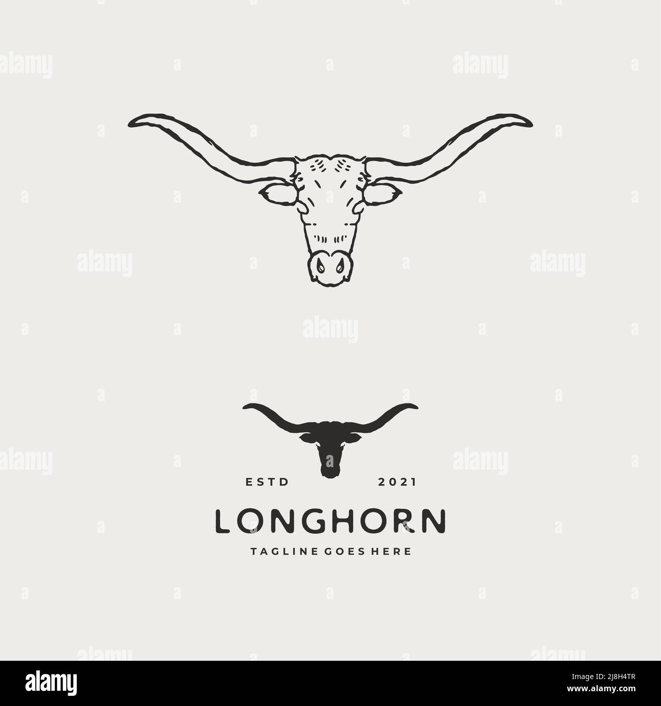 Logo Texas Longhorn, logo Country Western Bull Cattle Vintage retro Illustrazione Vettoriale