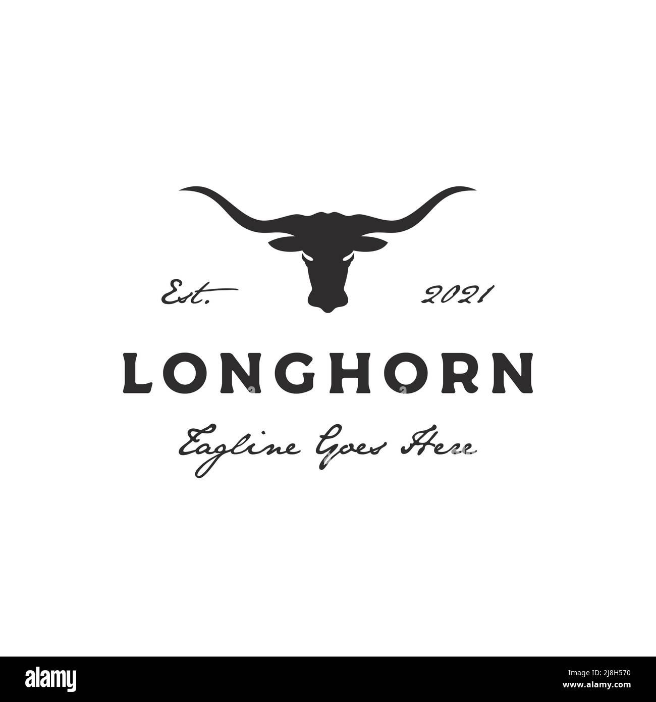 Logo Texas Longhorn, logo Country Western Bull Cattle Vintage retro Illustrazione Vettoriale