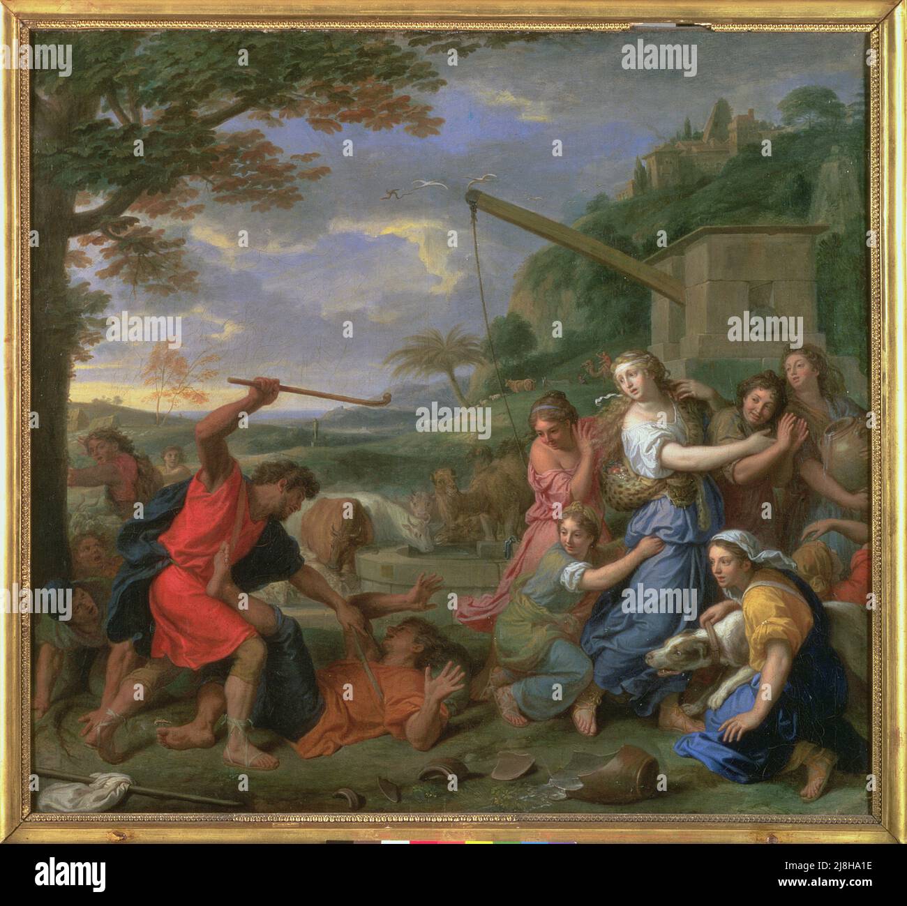 L'Annunciazione; la Natività; la Presentazione al Tempio, pannello predella alla Visitazione di Santa Elisabetta alla Madonna, 1503 (pannello) (vedi anche 50335) di Albertinelli, Mariotto (1474-1515); 23x150 cm; Galleria degli Uffizi, Firenze, Toscana, Italia; Italiano, fuori copyright. Foto Stock