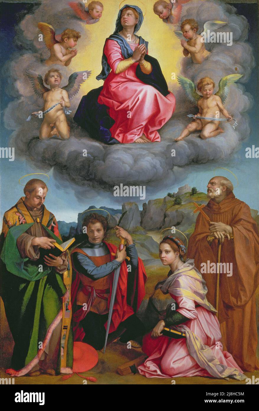 Allegoria dell'Unione della pittura e della poesia, 1626 (olio su tela) di Furini, Francesco (1604-46); 180 x 143 cm; Palazzo Pitti, Firenze, Italia; (add.info.: le Muse della pittura e della poesia sono raffigurate sul punto di baciarsi; La pittura è mostrata con un pennello e una maschera, Poesia con un inchiostro e penna che tiene un poster che dichiara che 'l'unità è più forte della luce' ('Concordia Lumine Maior');); Italiano, fuori copyright. Foto Stock