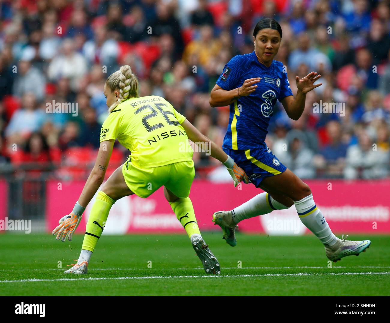 LONDRA, INGHILTERRA - MAGGIO 15: Le donne del Chelsea Sam Kerr durante la finale della Coppa delle Donne di fa fra le donne del Chelsea e le donne della città di Manchester allo Stadio di Wembley, lo Foto Stock