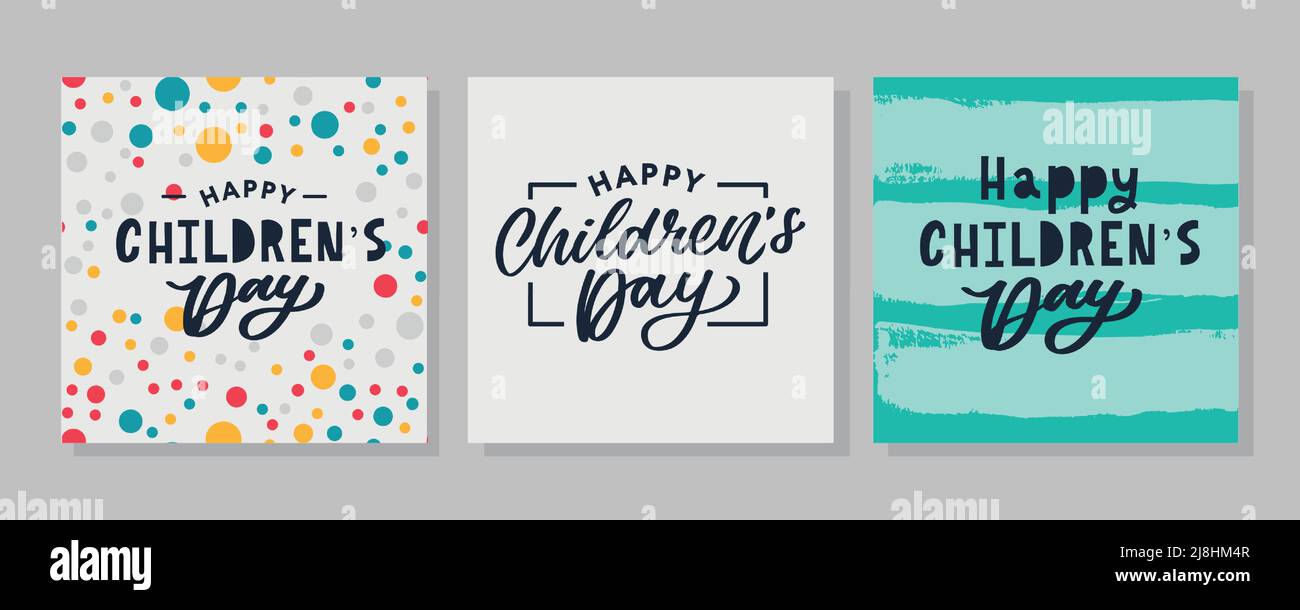 Buon giorno dei bambini. Frase vacanza. Lettere vettoriali disegnate a mano Illustrazione Vettoriale