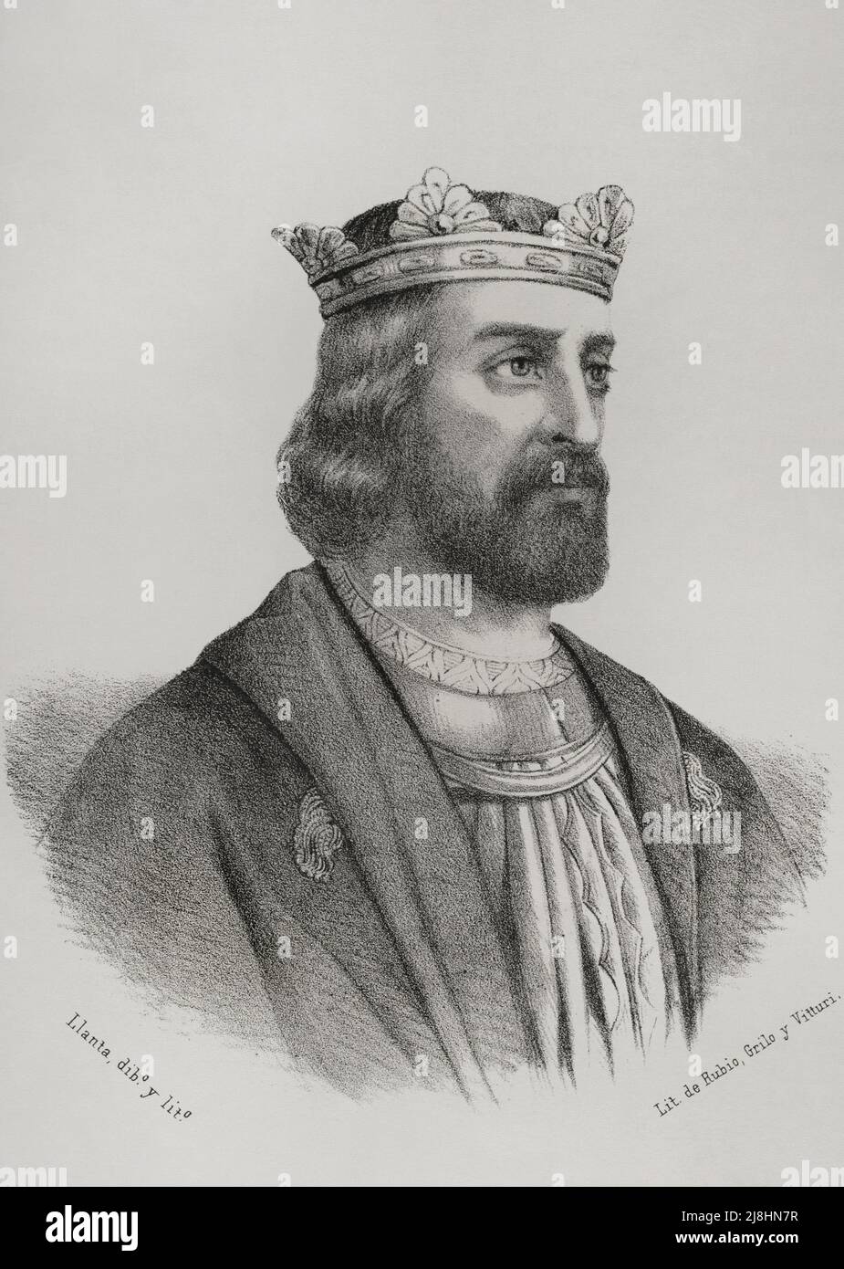 Alfonso VI di Leon (1040-1109). Re di Leon (1065-1070) e re di Castiglia e Leon (1072-1109). Chiamato il Brave. Ritratto, 19th secolo. Foto Stock