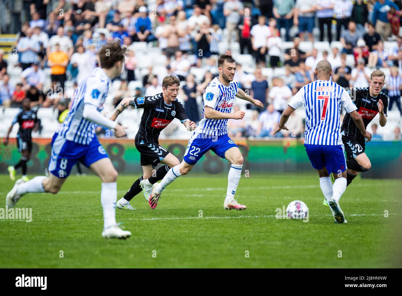 Odense, Danimarca. 15th, maggio 2022. Mihajlo Ivancevic (22) di OB visto durante la partita Superliga del 3F tra Odense Boldklub e Soenderjyske al Parco Naturale dell'energia di Odense. (Photo credit: Gonzales Photo - Balazs Popal). Foto Stock