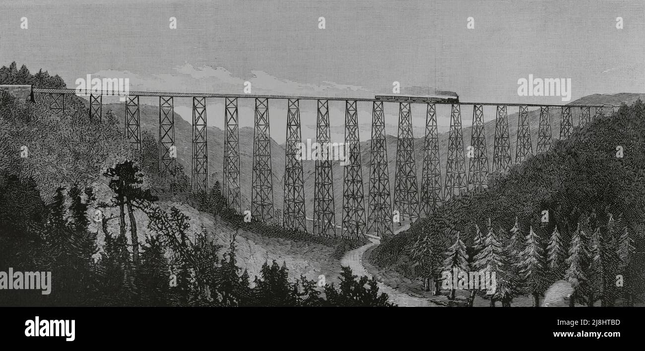 Stati Uniti. Alton. Stato della Pennsylvania. Il Viadotto di Kinzua. Incisione, 1882. Foto Stock