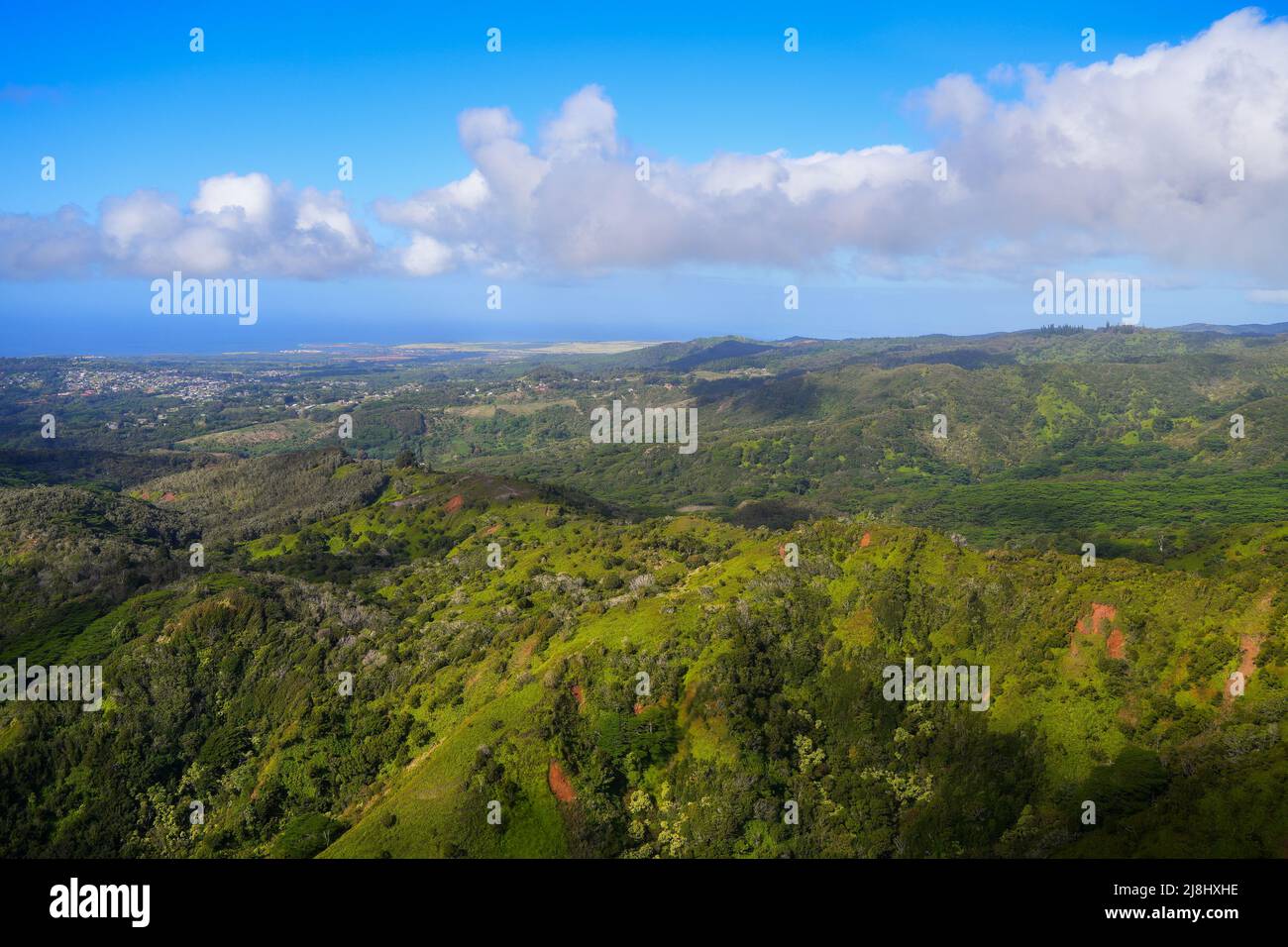 Vista aerea della costa meridionale dell'isola di Kauai, Hawaii, Stati Uniti Foto Stock
