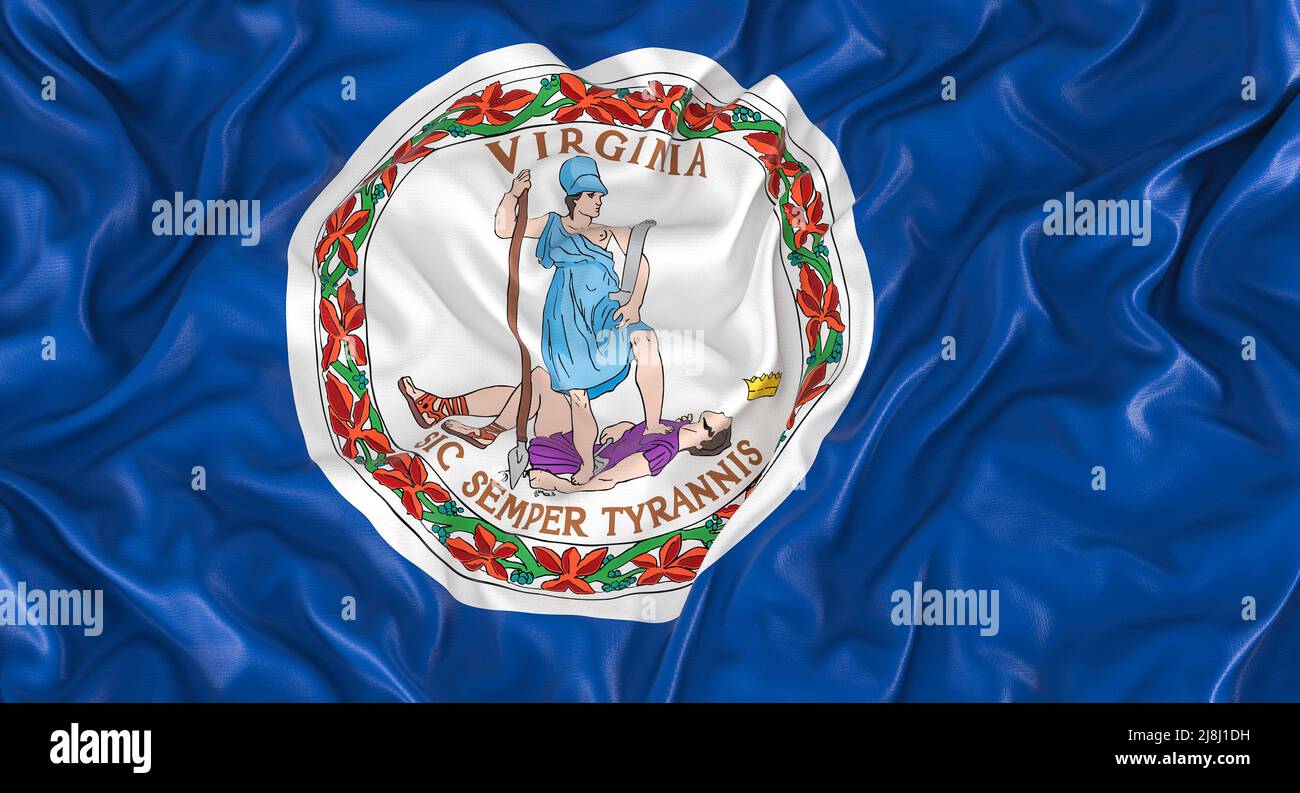 bandiera dello stato degli stati uniti d'virginia. 3d rendering Foto Stock