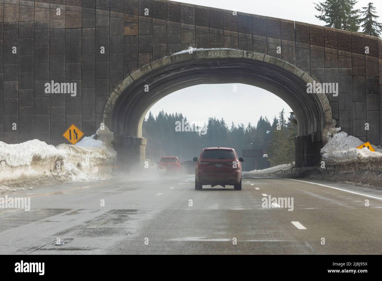 Keechelus Wildlife Overcrossing lungo l'Interstate 90 a Washington state, USA [Nessuna pubblicazione di proprietà; solo licenza editoriale] Foto Stock