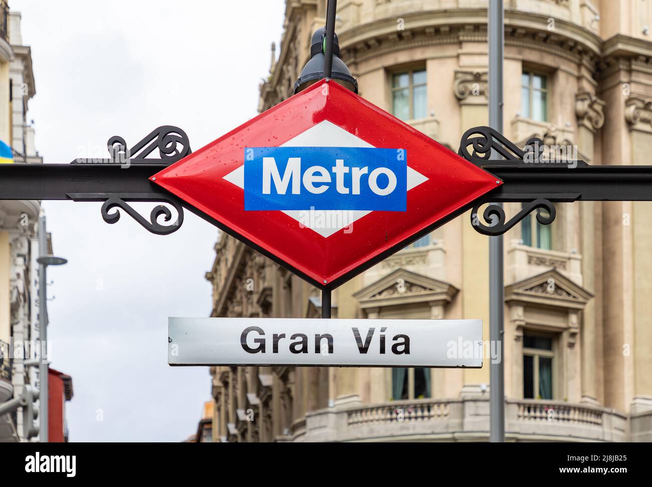 Un'immagine del cartello della metropolitana Gran Vía. Foto Stock