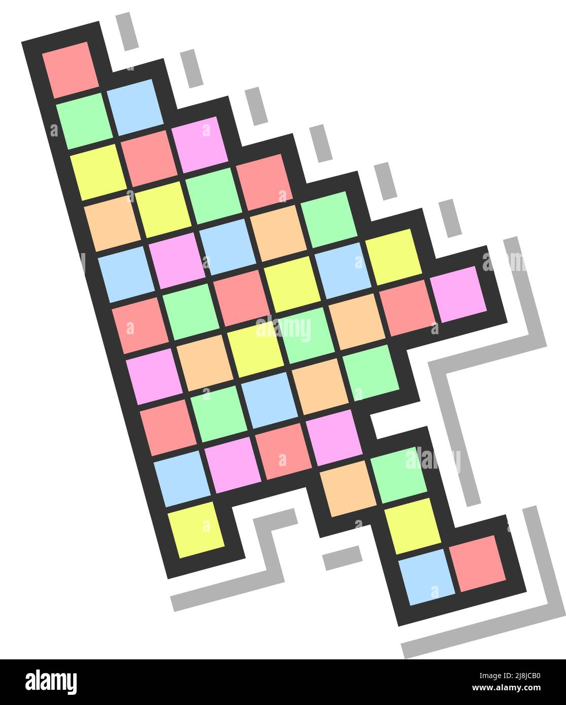 Cursore pixel a colori Illustrazione Vettoriale