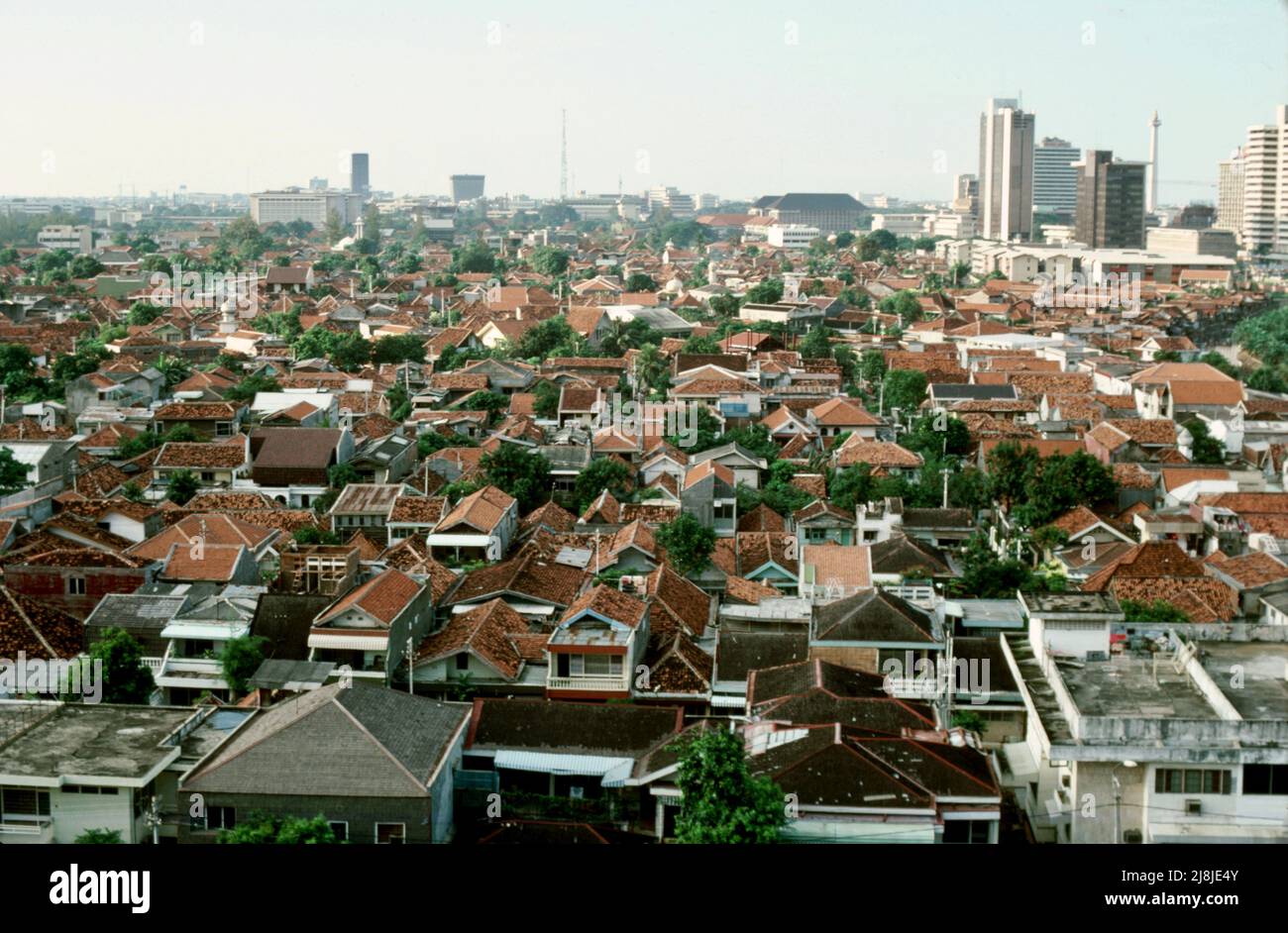 Vista aerea di Giacarta, Indonesia 1984 Foto Stock