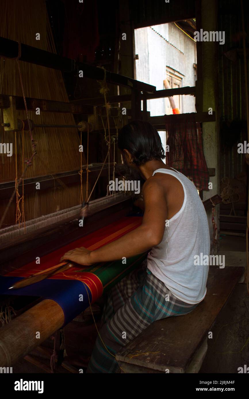 Tessitori dal Bangladesh Foto Stock
