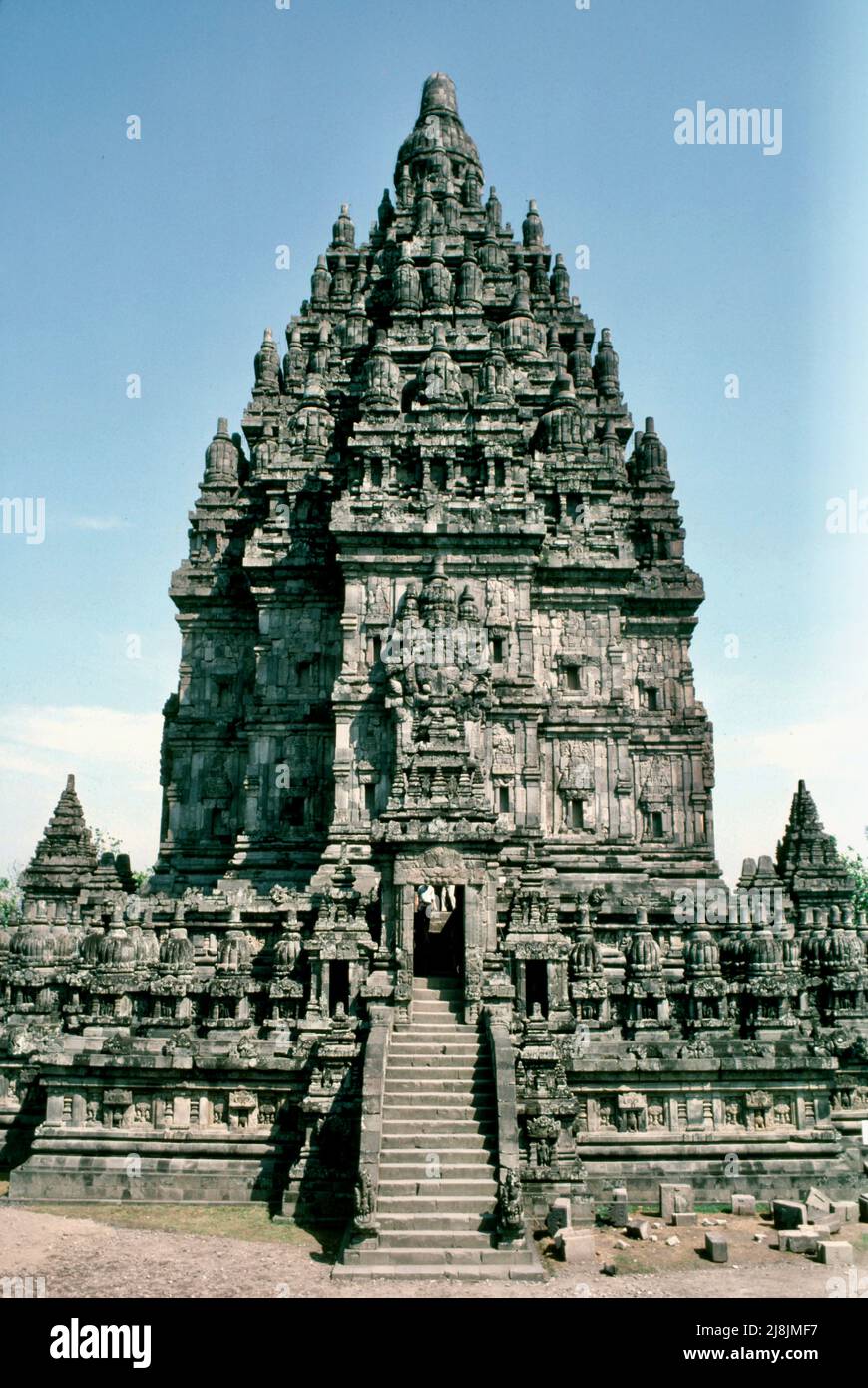 Tempio Prambanan vicino a Yogakarta 1984 Foto Stock