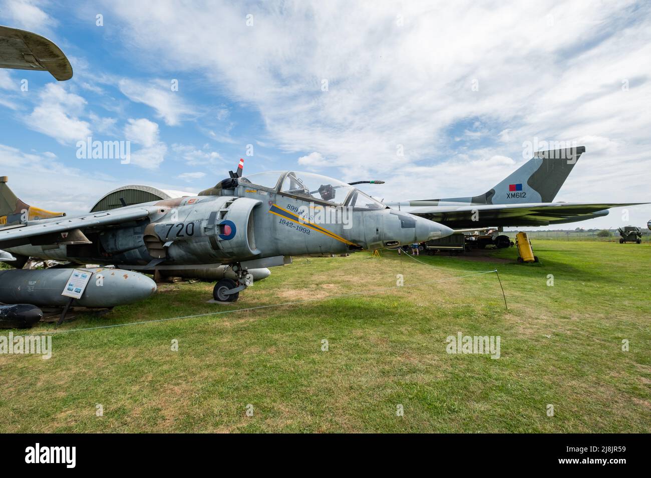 Norwich, Norfolk, Regno Unito – Maggio 14 2022. Un aereo militare Hawker Siddeley Harrier T2 Foto Stock