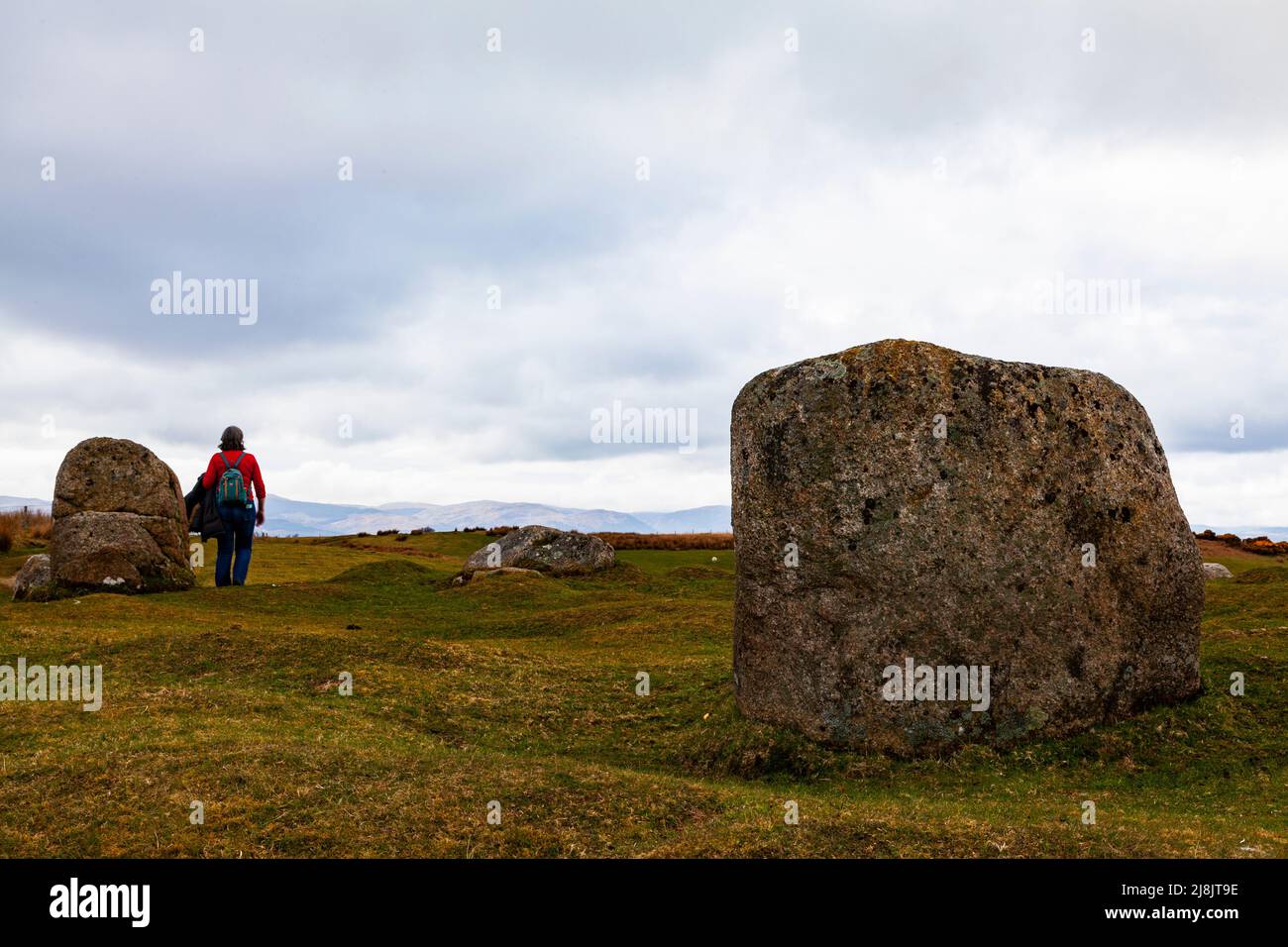 Fingal's Cauldron Seat, Machrie Moor, Isola di Arran, Scozia. Sito leggendario collegato a Fingal, alias Fionn Mac Cumhail, un gigante irlandese Foto Stock