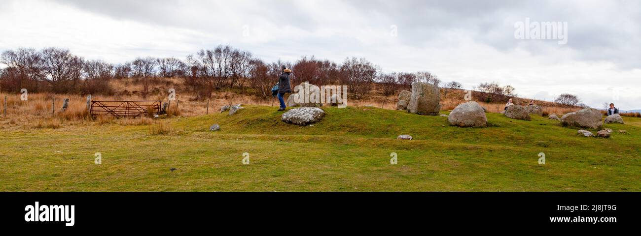 Fingal's Cauldron Seat, Machrie Moor, Isola di Arran, Scozia. Sito leggendario collegato a Fingal, alias Fionn Mac Cumhail, un gigante irlandese Foto Stock
