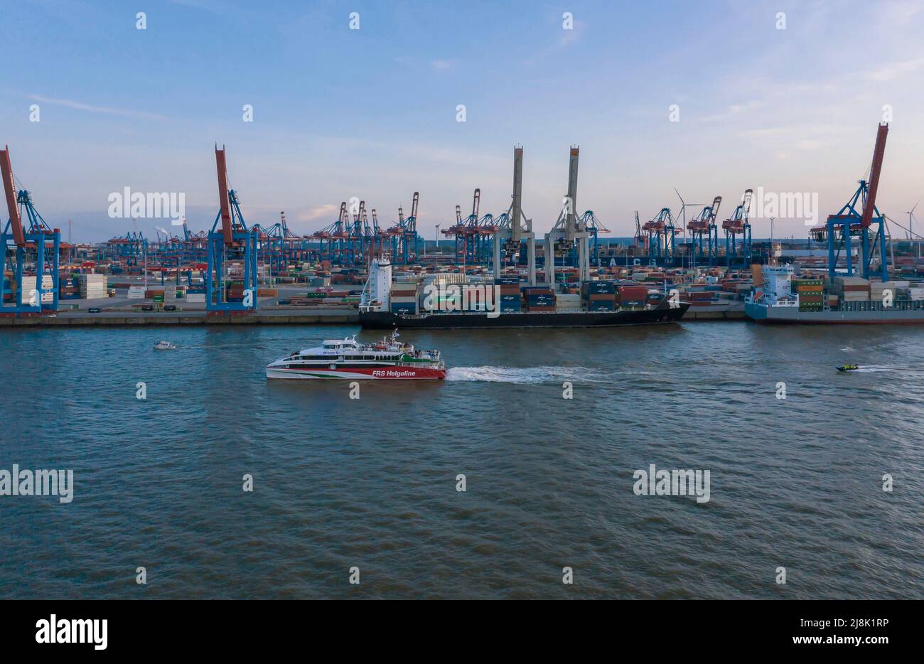 Elba da Bird's Eye view, Hamburg Harbour, Germania, Amburgo Foto Stock