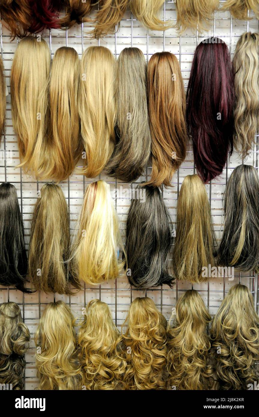 vere estensioni di capelli umani fatte da capelli indiani Foto Stock
