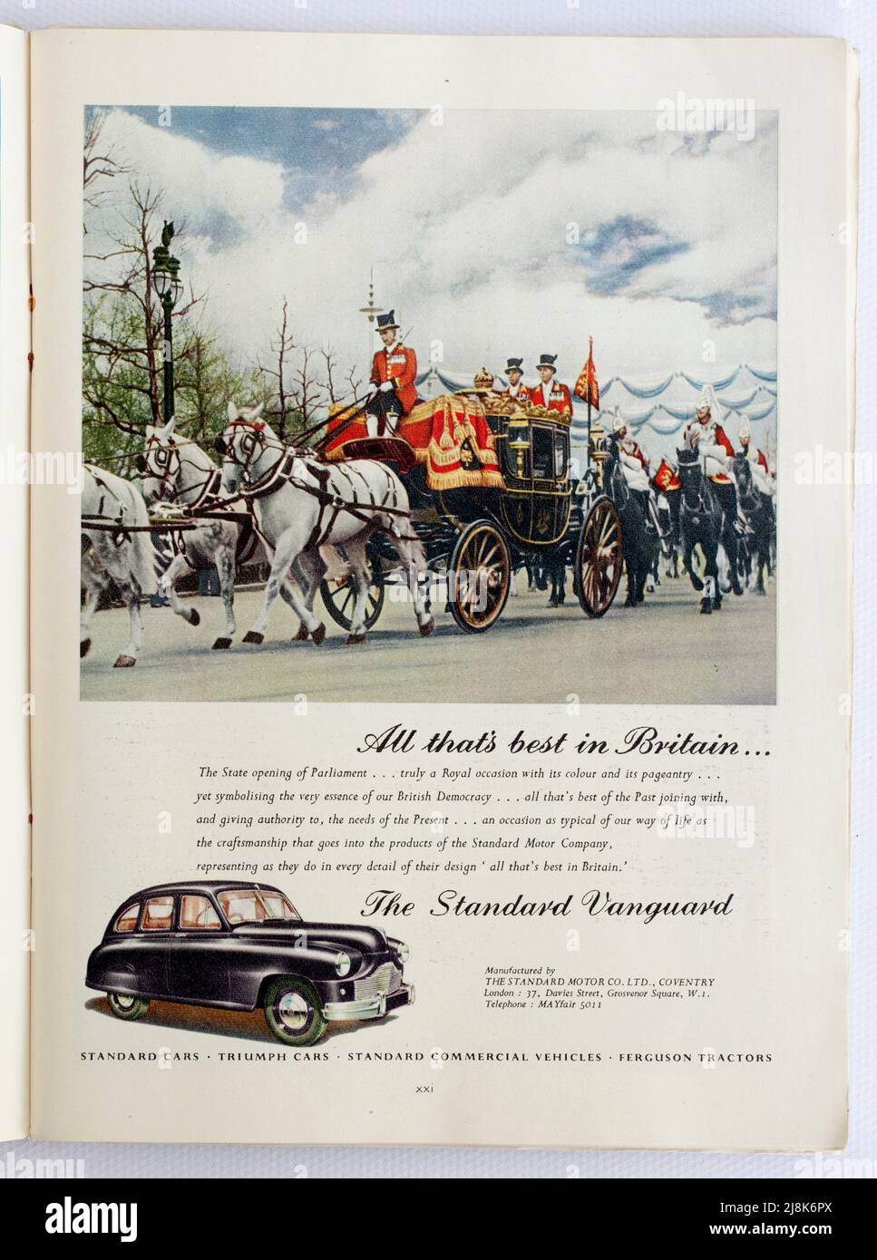 Old 1950s British Advertising per Standard Motor Company Foto Stock