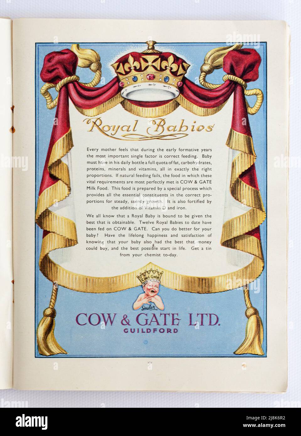 Old 1950s British Advertising for Cow and Gate Ltd Foto Stock