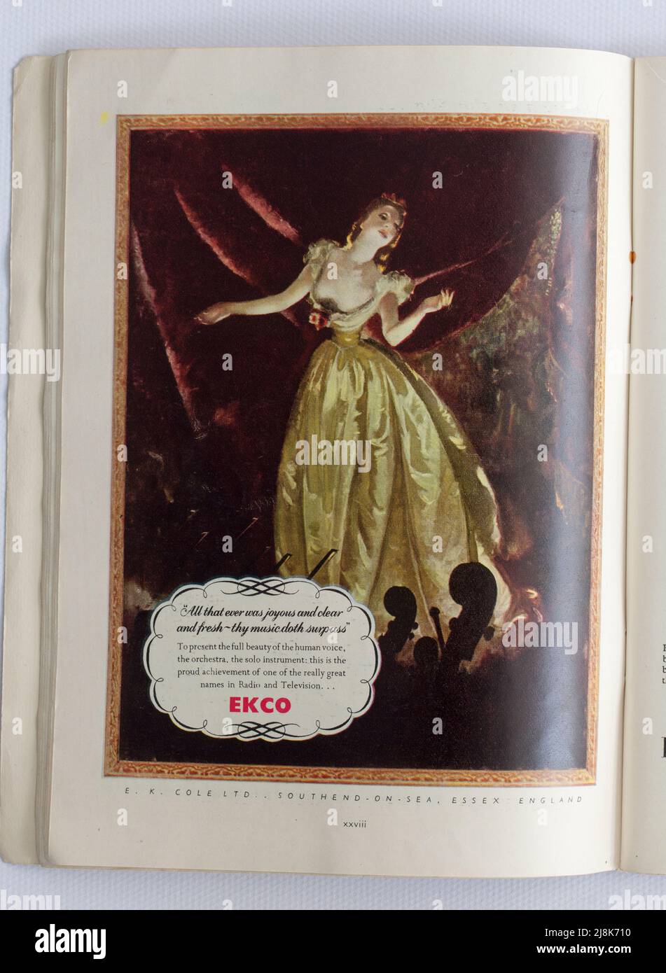 Old 1950s British Advertising per Ekco radio e Televisione Foto Stock