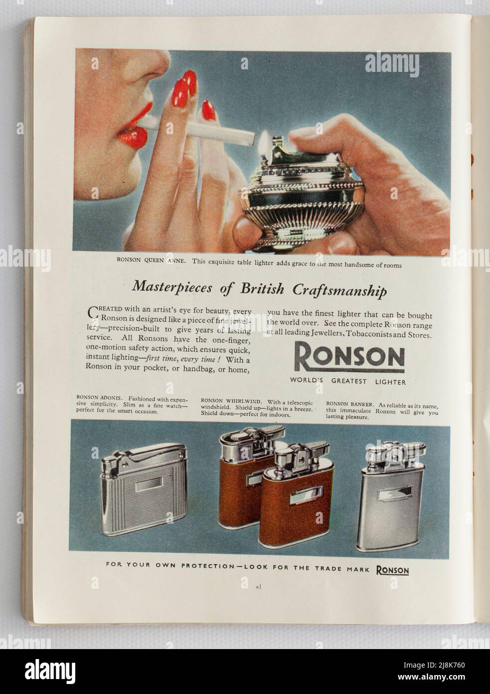 Old 1950s British Advertising per Ronson Lighters Foto Stock