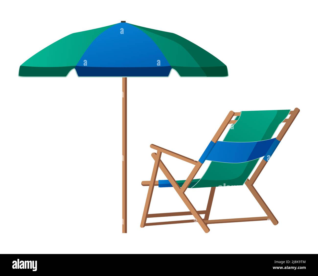 Spiaggia ombrello e sedia Summer Vacation Illustration Illustrazione Vettoriale
