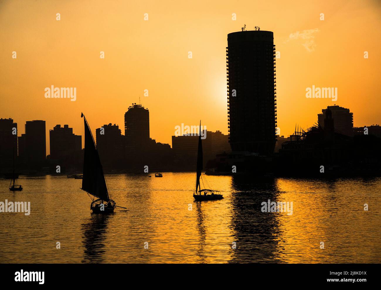 Barche sul Nilo al Cairo Foto Stock