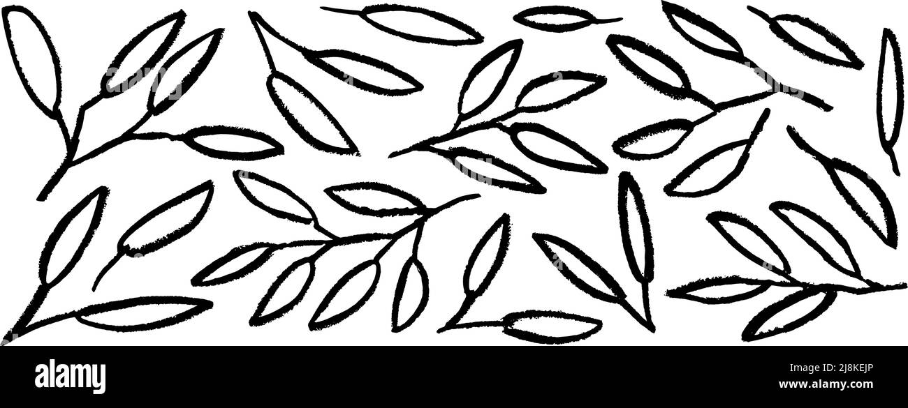 Spennellare le foglie dipinte con i rami. Illustrazione Vettoriale