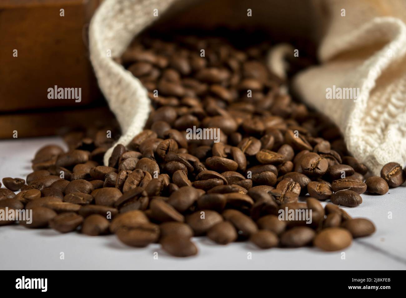 foto ravvicinata dei chicchi di caffè Foto Stock