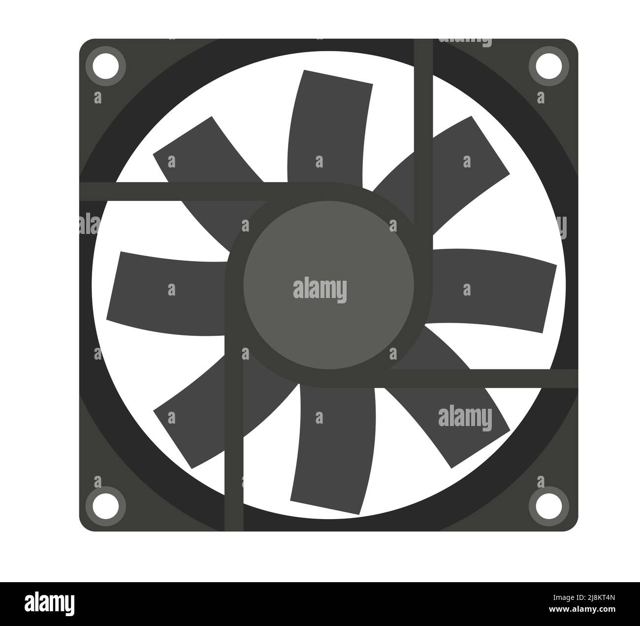 Refrigeratore di raffreddamento. Vista posteriore. Parte di ricambio per personal computer. Accessori per PC o notebook. Isolato su sfondo bianco. Vettore. Illustrazione Vettoriale