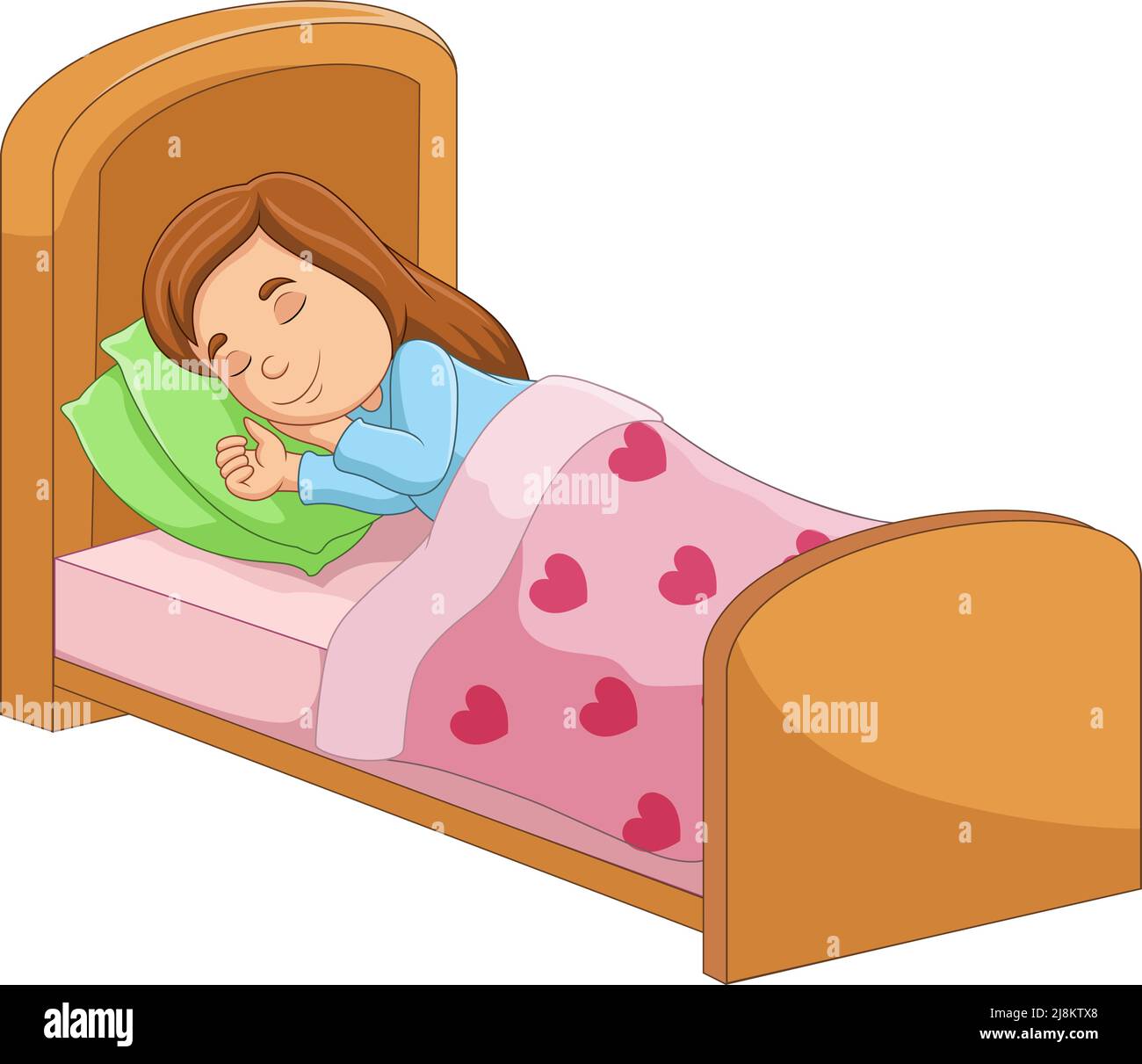 Bambina che dorme nel letto Immagini Vettoriali Stock - Alamy