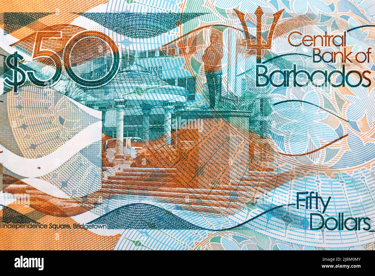 Piazza dell'Indipendenza a Brigetown da denaro barbadiano - dollari Foto Stock