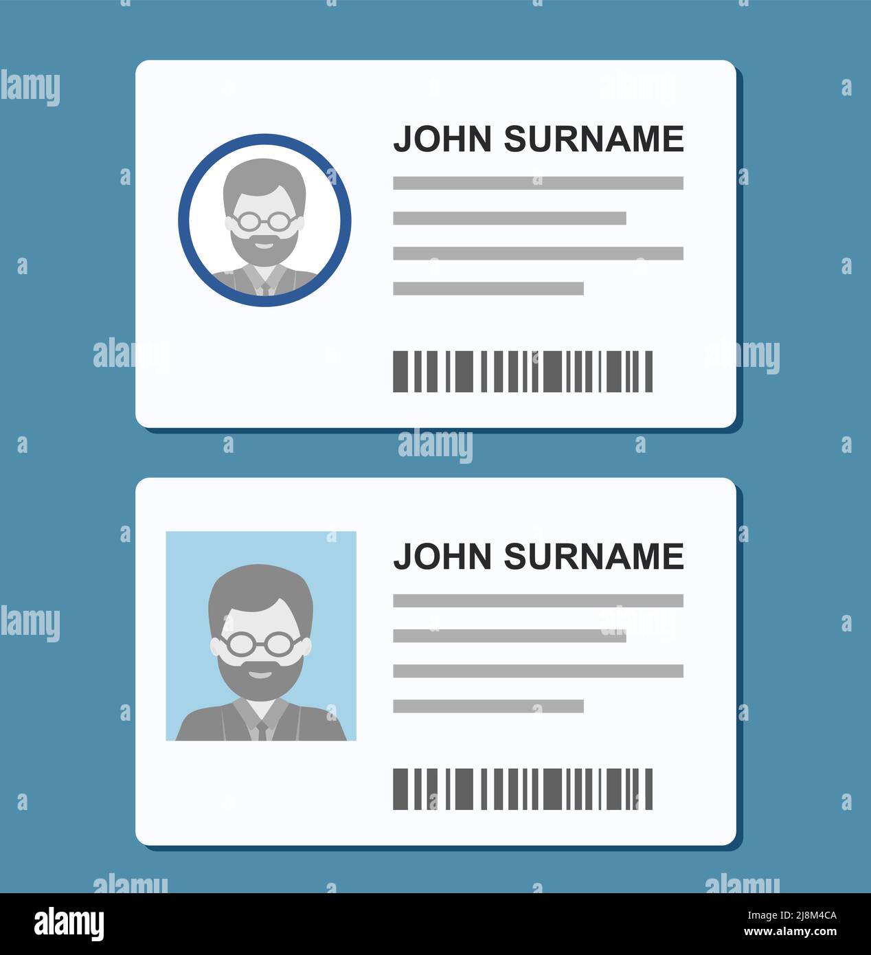 Modello di carta d'identità per le imprese. Mockup carta d'identità per uomo. Illustrazione Vettoriale