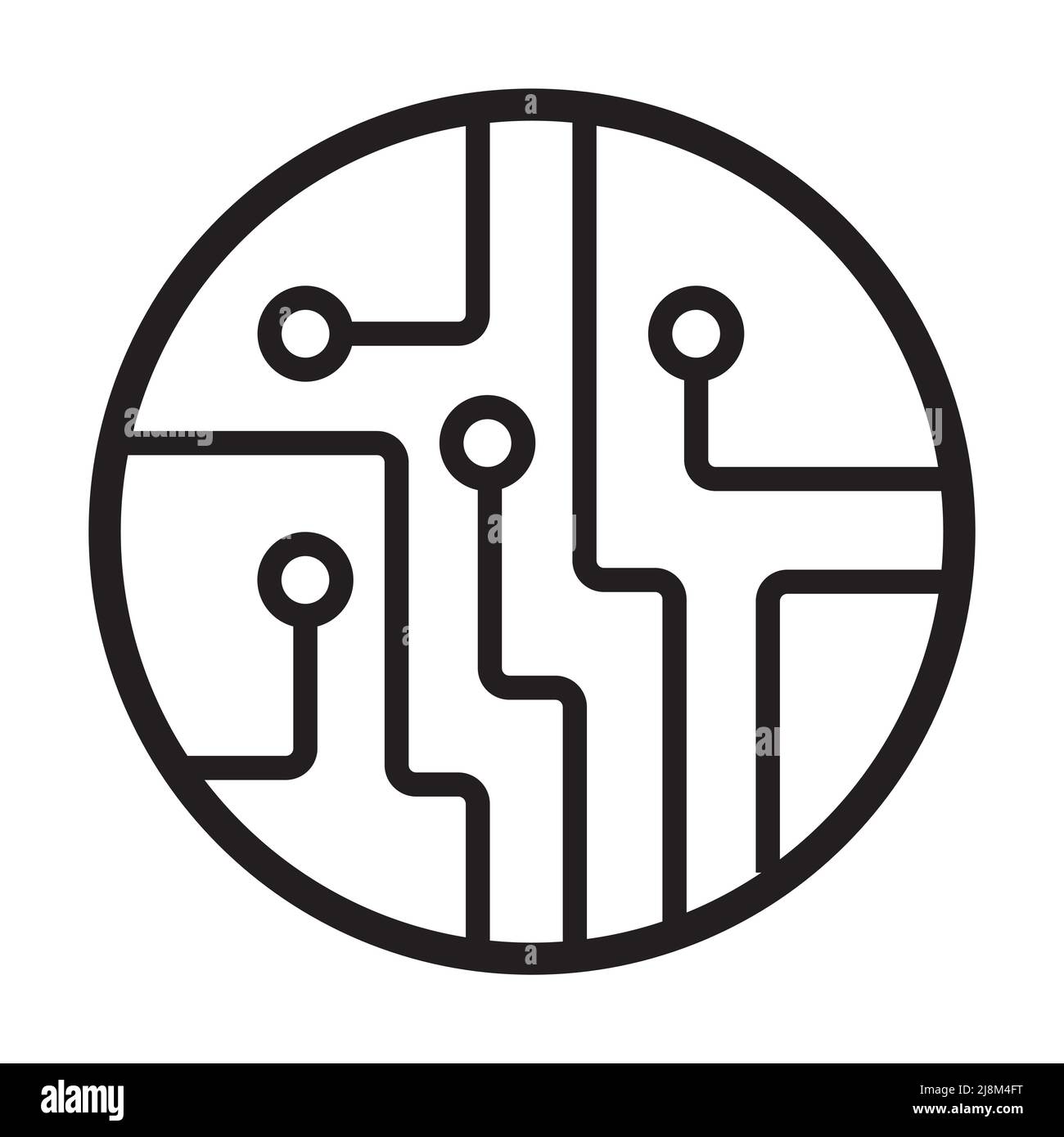 Scheda a circuito stampato, vettore di icone del contorno della tecnologia. Per il design del sito Web, il logo, l'app, l'interfaccia utente. Illustrazione vettoriale Illustrazione Vettoriale