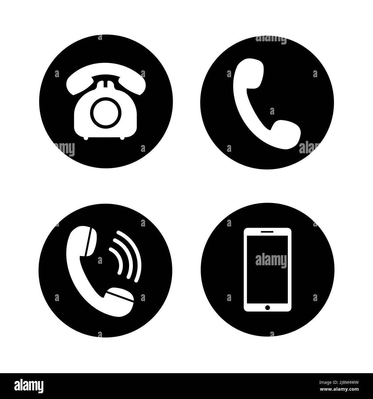 Set di icone del telefono. Vettore icona chiamata. Simbolo telefono Illustrazione Vettoriale