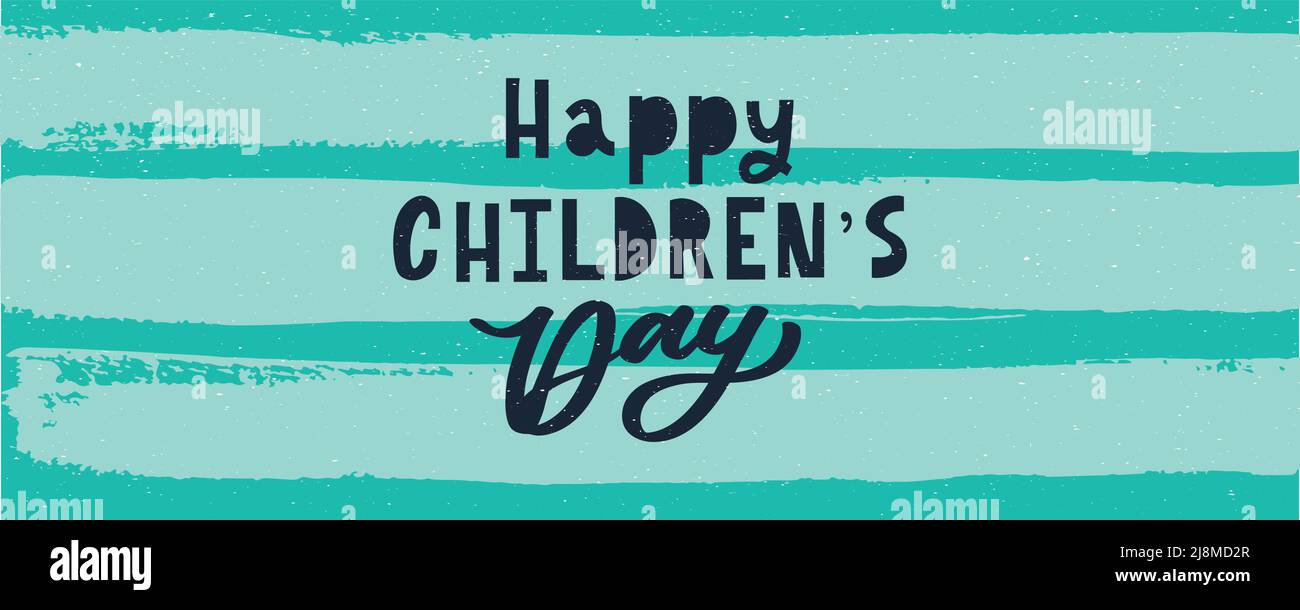 Buon giorno dei bambini. Frase vacanza. Lettere vettoriali disegnate a mano Illustrazione Vettoriale