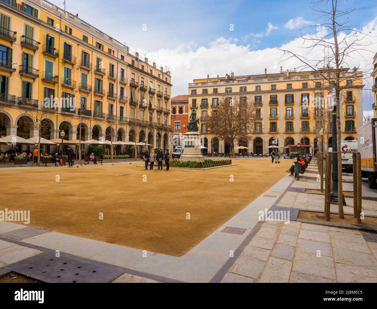 Piazza dell'Indipendenza a Girona - Spagna Foto Stock