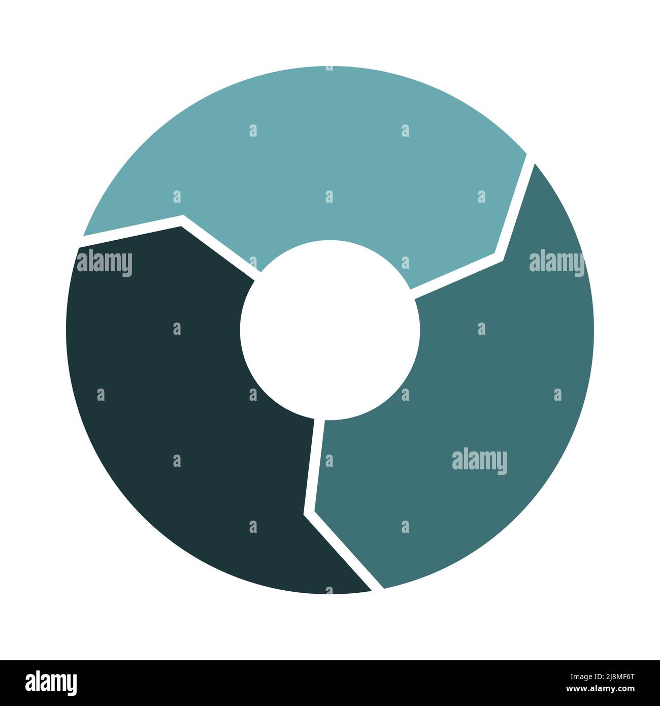 Icona di circolazione del ciclo di vita con 3 frecce. Infografo a rotazione a tre parti spesse. Turchese caldo menta verde cerchio infografica. Illustrazione vettoriale piatta. Illustrazione Vettoriale
