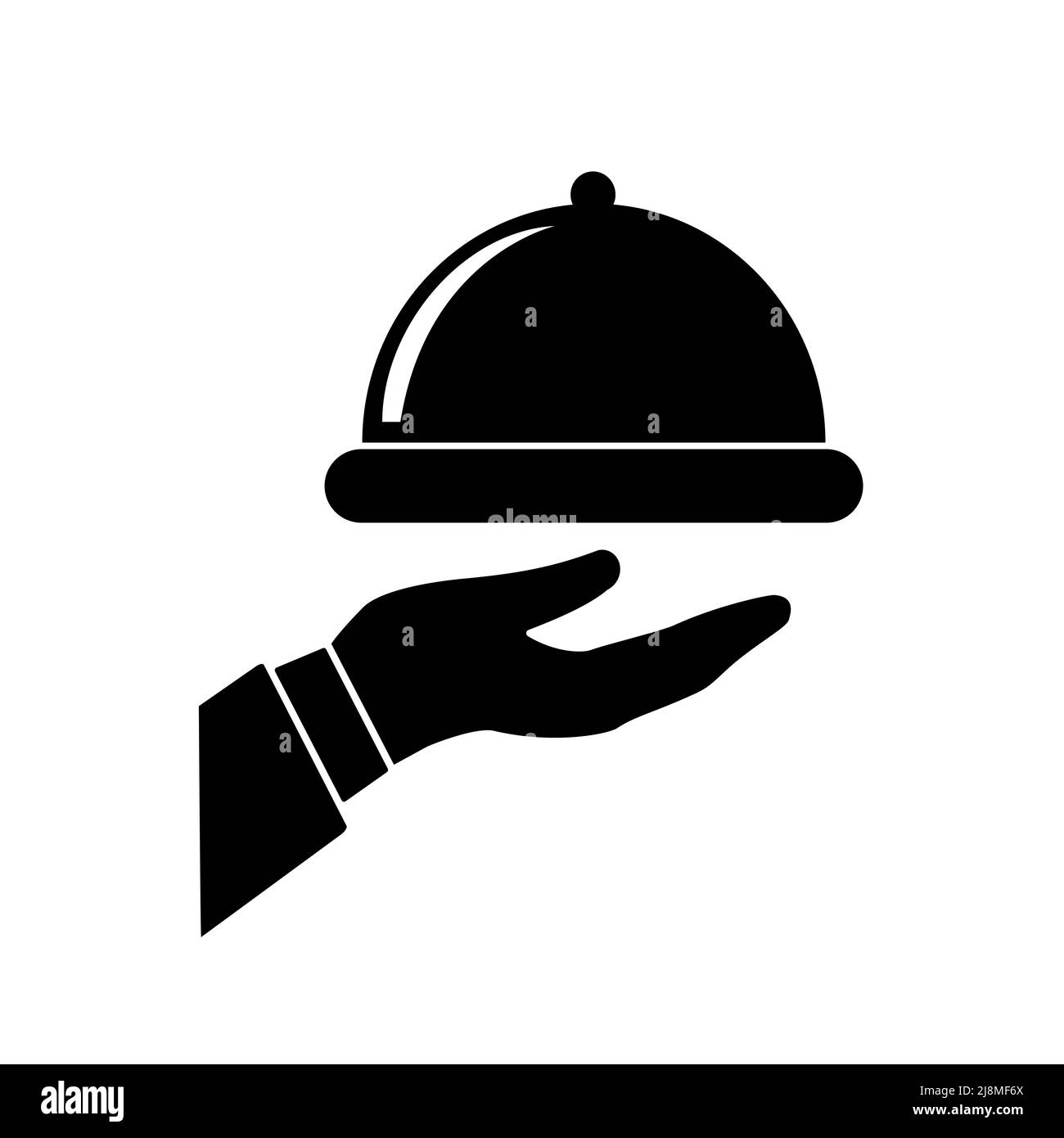 Icona Vector Illustration sul vassoio della mano sullo sfondo bianco. Illustrazione Vettoriale