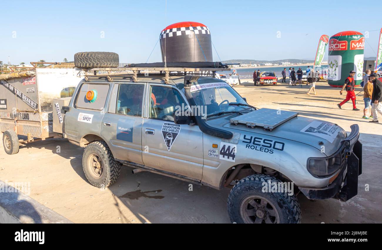 Marathon des Sables off-Road 4 x 4 con un camion al Maroc Historic rally 2020 manifestazione che ha avuto luogo il 16 maggio 2022 a Essaouira, Marocco Foto Stock