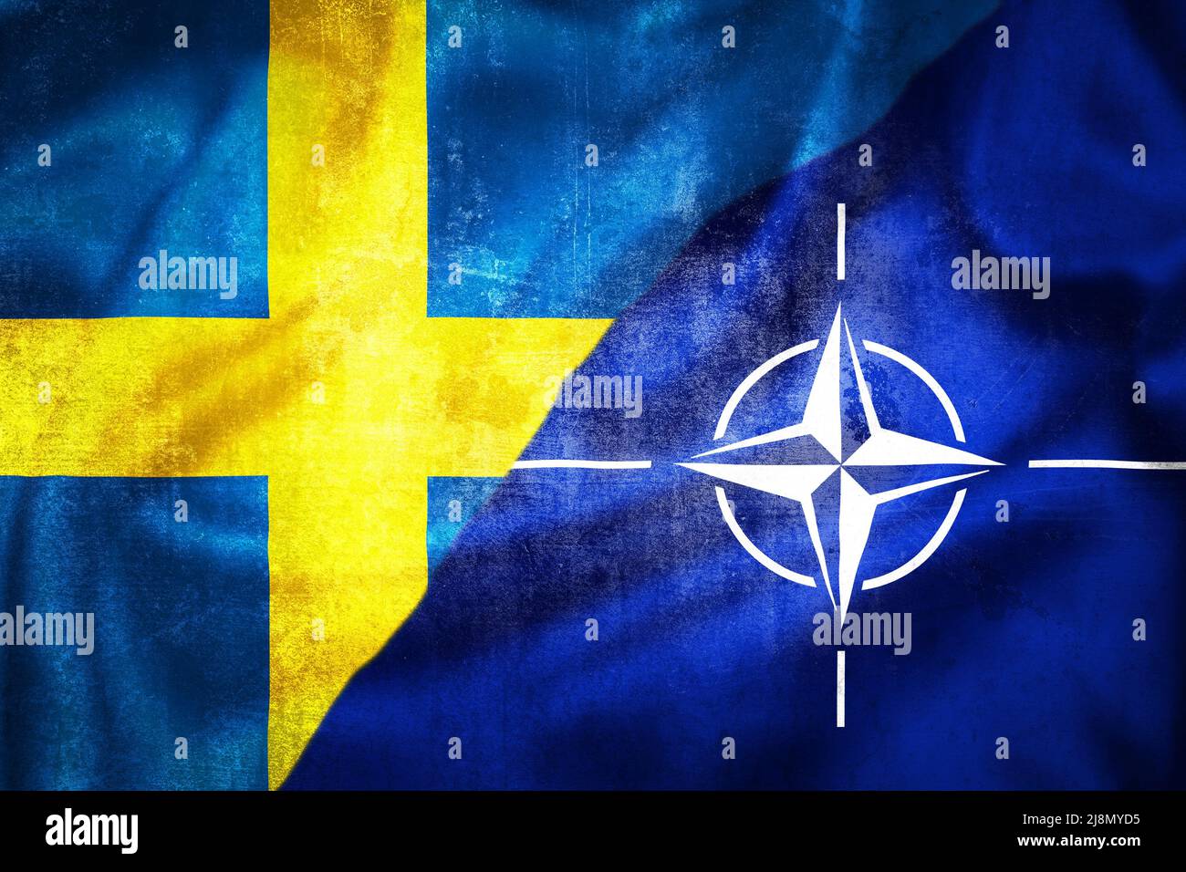 Stoccolma, Svezia Maggio 3 2022 Bandiere grunge della Svezia e