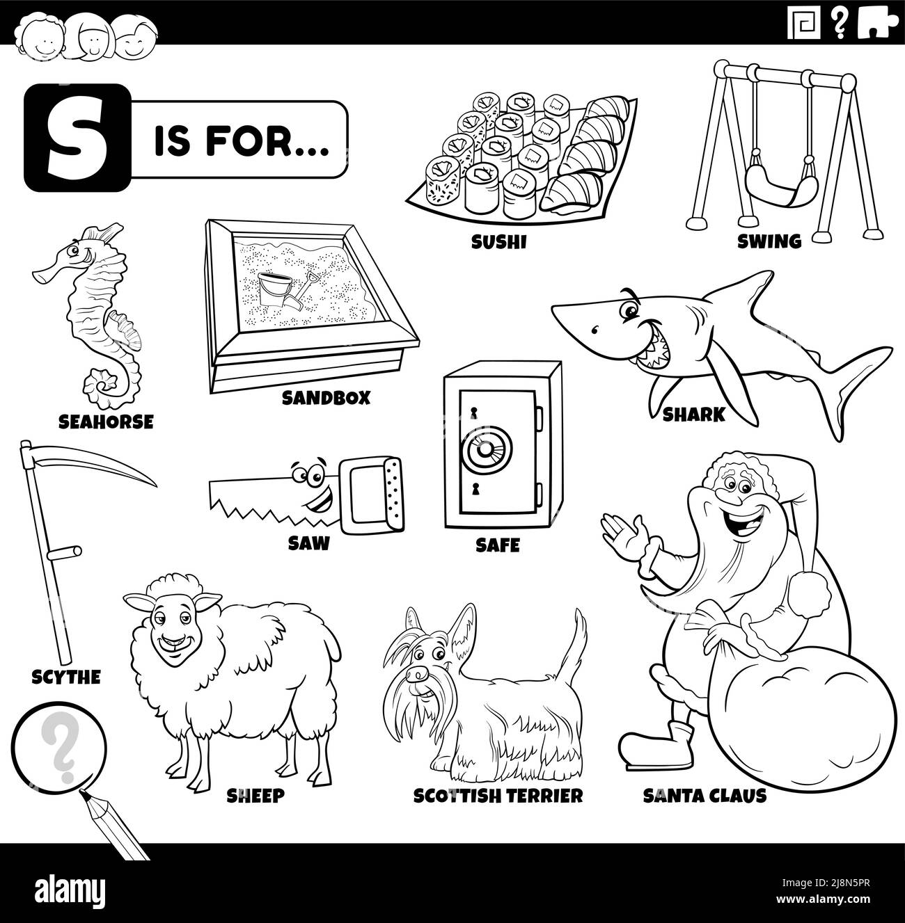 Cartoon school objects coloring page Immagini Vettoriali Stock - Pagina 2 -  Alamy