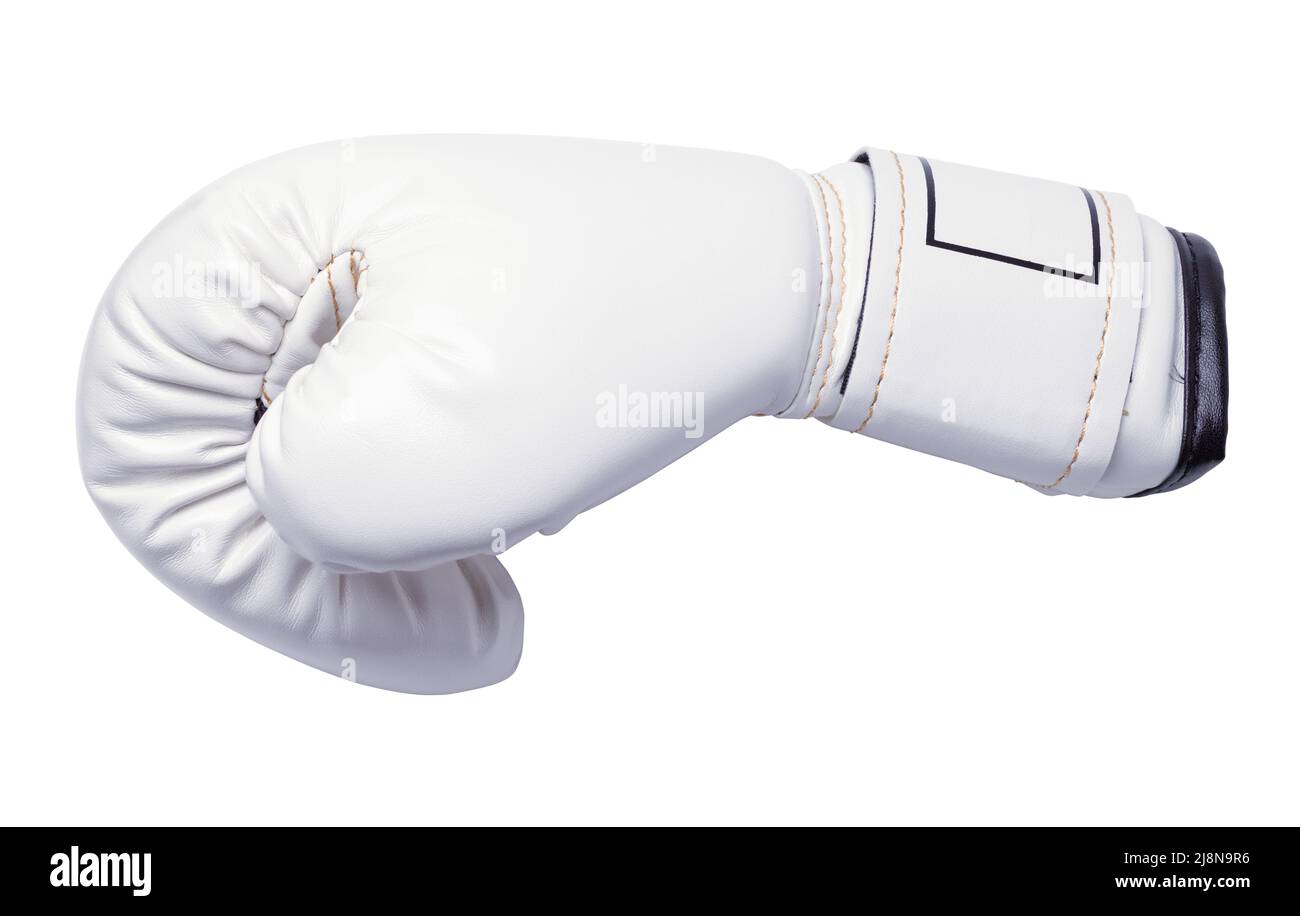 Vista laterale del White Boxing Glove Cut out. Foto Stock