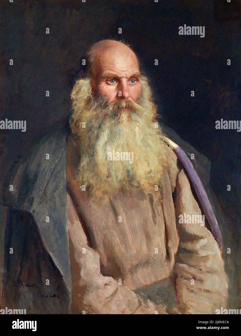 Repin di Ilya Dipinto dal titolo 'Study of an Old Man' dell'artista russo nato in Ucraina, Ilya Yefimovich Repin (1844-1930), olio su tela, 1878 Foto Stock