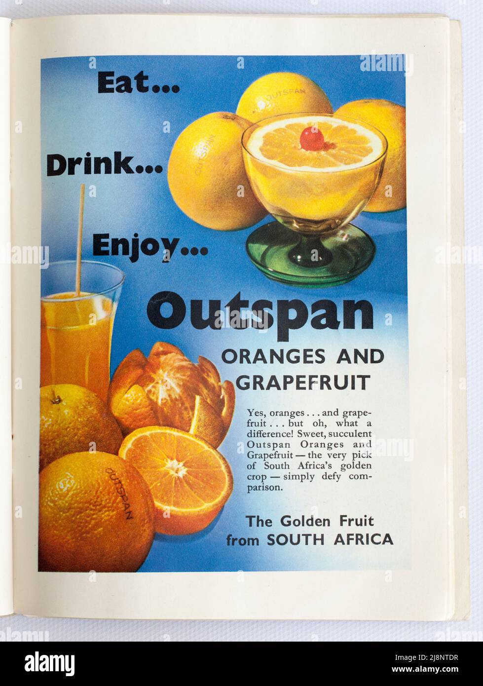 Old 1950s British Advertising per Outspan Foto Stock