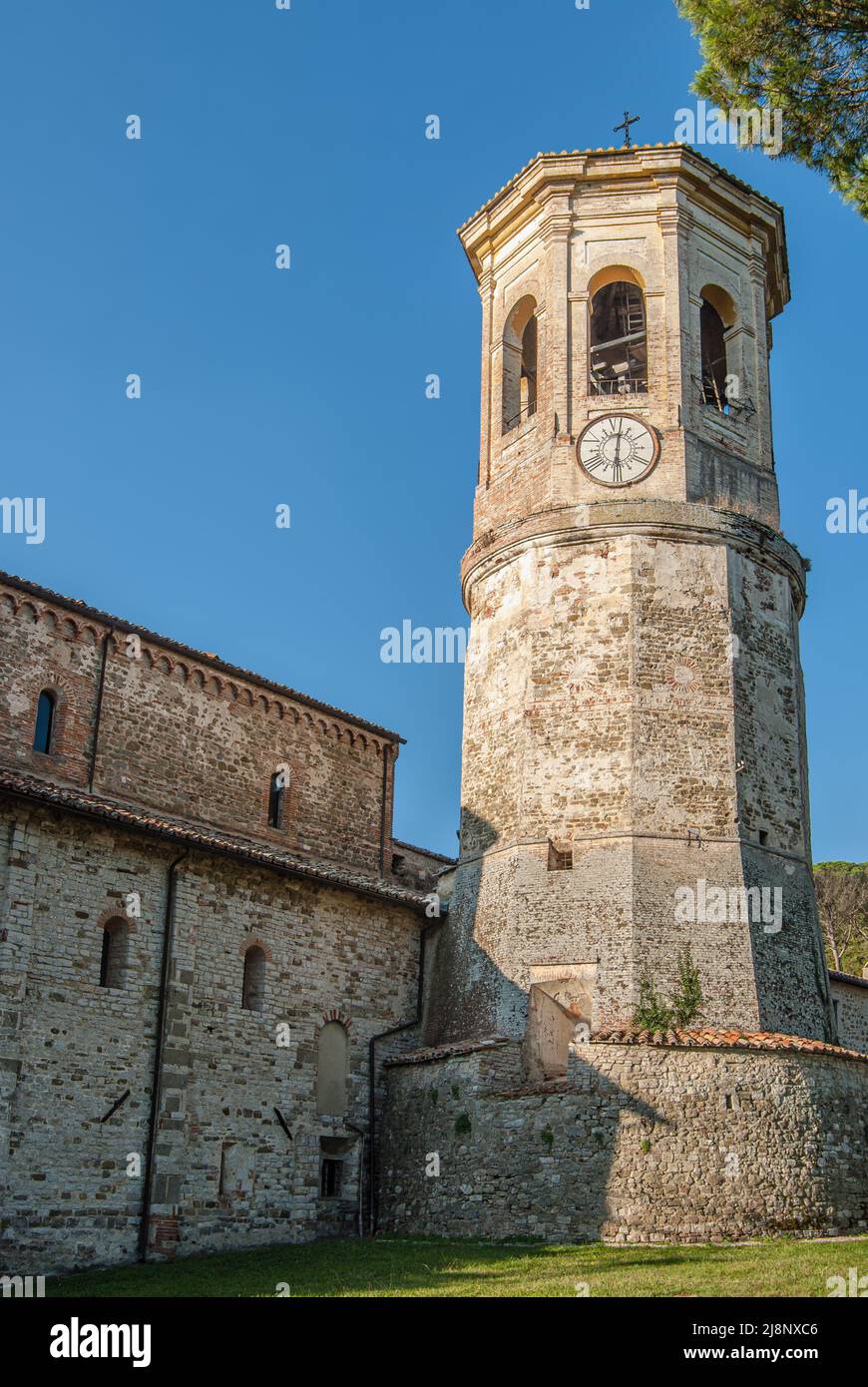 Torre dell'Abbazia di Montecorona a Umbertide, Umbria, Italia Foto Stock